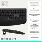 Logitech - Signature Comfort Plus MK880 ensemble clavier et souris sans fil - Noir - Français-Confort accru pour votre paume : la souris pour droitier profilée adaptée à la plupart des tailles de main intègre un coussin de paume innovant et des prises latérales confortables, qui assurent une bonne prise en main et un confort au quotidien