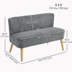 HOMCOM - Canapé 46 po loveseat avec pieds en bois - gris-Quatre pieds en bois de caoutchouc garantissent une solidité fiable lors de l'utilisation 
