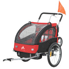 Aosom - Remorque de vélo 2-en-1 pour enfants, poussette bébé pliable - rouge-Cadre en acier robuste assurant une structure stable et sécurisée 