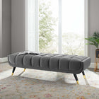Modway Adept 60" Performance Velvet Bench - Grey-Dense Foam Padding for Comfort