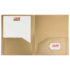JAM Paper - Chemises scolaires à deux pochettes en plastique robuste - or - Paquet de 6-Taille: 9 x 12 pouces