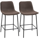 HOMCOM Counter Height Modern Kitchen Bar Stools - Coffee - 2 Pack-Counter stools set of 2
