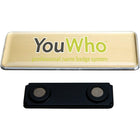 YouWho Name Badge Kit, Gold, Laser/Inkjet, 4 Pack-4 Gold 1" x 3" steel name badges