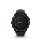 Garmin fēnix 8 - Solar Outdoor Recreation/Adventure Watches - 47 mm - Sapphire, Carbon Gray DLC Titanium with Black/Pebble Gray Silicone Band-Power up your body’s performance, endurance and resistance to injury with targeted strength training plans, real-time stamina tracking, sport-specific workouts and a full range of built-in sports apps
