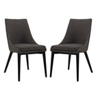 Modway Viscount Fabric Dining Side Chair - Brown - 2 Pack-Black Rubberwood Legs