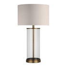 Hudson&Canal - Lampe de table Rowan de 71 cm de haut avec abat-jour en tissu - Laiton antique/blanc-Associé à un abat-jour en tissu tambour blanc