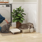 PawHut - Bac à litière pour chat en acier inoxydable avec couvercle 20,6 po L x 16,3 po l x 10,3 po H-Les boucles de verrouillage garantissent que les composants restent bien fixés 
