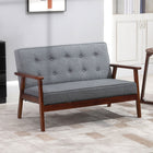 HOMCOM - Canapé loveseat 44,5 po pour chambre avec cadre en bois - gris-Tissu respirant effet lin résistant aux plis et à la déformation 