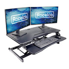 Rocelco 37.4" EDR Electric Desk Riser with Enhanced Vertical Range and AC-USB - Black-Large 37.4" x 15.75" work surface
