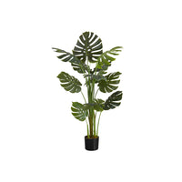 Monarch Specialties - Plante Artificielle - 55 po H - Arbre Monstera - Mis En Pot - Touche Réelle - Feuilles Vertes - Pot Noir-Ajoutez de la verdure à votre espace avec ce Monstera d'intérieur de 55 po de haut