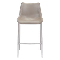 Zuo Magnus Barstool - Brown/Silver - Set of 2-Plush and durable faux leather fabric