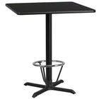 Flash Furniture Dessus de table carré de 36 po en stratifié noir avec anneau de pied-Table d'hospitalité à hauteur de bar