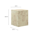 Modway Cosmos 16" Square Burl Wood Side Table - Bleached Burl-Leveling Non-Marking Feet