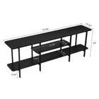 Manhattan Comfort Celine 70.86" Modern Console Table - Black-Includes 2 Long Open Shelves and 1 Short Middle Shelf