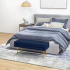HOMCOM Storage Bench for End of Bed - Dark Blue-Solid electroplated steel legs for high stability and durability  