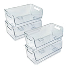 Azar Small Stackable Plastic Wide Pantry Storage Bin - 5" x 12.87"x 5.5" - Clear - 4 Pack-Wide capacity design ideal for snacks, packaged foods, meal prep containers, and pantry staples