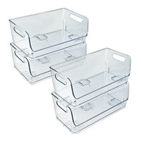 Azar Small Stackable Plastic Wide Pantry Storage Bin - 5" x 12.87"x 5.5" - Clear - 4 Pack-Wide capacity design ideal for snacks, packaged foods, meal prep containers, and pantry staples