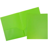 JAM Paper Plastic Two-Pocket School POP Folders - Lime Green - 6 Pack-JAM Paper POP Folders | Colour: Lime Green