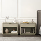 Manhattan Comfort - Ensemble de 2 tables de chevet modernes Evelyn 32" à 1 tiroir - Naturel-Comprend 1 étagère ouverte et 1 tiroir à extension totale