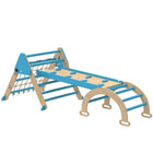 Qaba - Ensemble triangle Pikler pliable 8-en-1 avec arche, rampe et échelle - bleu-Comprend un triangle, une arche et une rampe pour 8 configurations de jeu imaginatives 