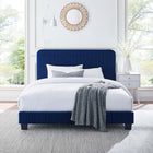 Modway Celine Channel Tufted Performance Velvet Twin Platform Bed - Navy-Solid Wood Legs