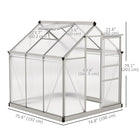 Outsunny - serre en polycarbonate - 6 pi x 6 pi x 6,6 pi - argent-Conception pratique de porte coulissante simple pour un accès facile  
