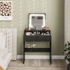 HOMCOM Makeup Vanity Desk with Mirror and Lights - 29.5" L x 15" W x 53.1" H - Black-Includes 1.5m USB cable, adapter not included 