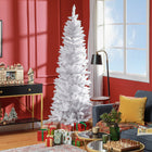 HOMCOM - Arbre de Noël artificiel de 7pi de haut avec base en acier - blanc-Les branches ignifuges améliorent la sécurité  