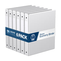 Davis Group Premium Economy Binder - Round Ring - 1" - White - 6 Pack-3 Ring Binder