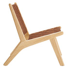 Modway - Saoirse Cuir Fauteuil lounge d’accent en bois - Brun naturel-Pieds inclinés et supports de barre transversale