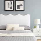 Modway Current Performance Velvet Queen Platform Bed with Black Wood Legs - White-Reinforced Center Beam and Support Legs