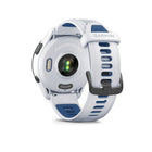 Garmin - Forerunner 265, lunette noire avec boîtier Whitestone et bracelet en silicone Whitestone/bleu maree-Le GNSS multibande avec la technologie SatIQ offre une precision de positionnement superieure dans des environnements difficiles tout en optimisant la duree de vie de la batterie de l'appareil