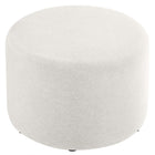Modway Callum Large 23" Round Woven Heathered Fabric Upholstered Ottoman - Heathered Weave/Ivory-Weight Capacity: 506 lbs.