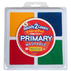 Ready 2 Learn - Tampon encreur lavable Jumbo 4 en 1 - Rouge - Jaune - Vert - Bleu - Paquet de 3-Temps d'art sans désordre: L'encre dans ce tampon de timbre lave la peau avec de l'eau et du savon, ce qui rend le nettoyage rapide et facile.