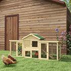 PawHut - Poulailler en bois grand clapier pour lapin avec nichoir, enclos et rampe-Espace intérieur spacieux pour un environnement confortable et privé 