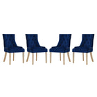 Modway Pose Performance Velvet Dining Chair - Navy - 4 Pack-Modern Accent Chair