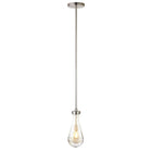 Hudson&Canal - Suspension Twyla de 12,7 cm de large avec abat-jour en verre, - Nickel brossé/transparent-Associé à un abat-jour en verre transparent en forme de larme