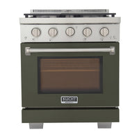 Kucht - 30 po Série KFX-X Cuisinière Pro Style au gaz propane - Acier inoxydable/Vert olive-Nouveaux brûleurs true simmer pour une cuisson délicate à basse température