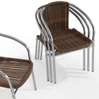 Flash Furniture - Chaise empilable de restaurant commerciale pour intérieur et extérieur en aluminium et rotin brun foncé-Cadre en aluminium