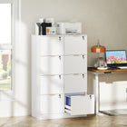 HOMCOM 4-Drawer Fluted Vertical Letter/A4 Filing Cabinet with Lock - White-Anti-tip kits ensure stability and safety
