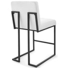 Modway Privy Black Stainless Steel Upholstered Fabric Counter Stool - Black White-Non-Marking Foot Caps