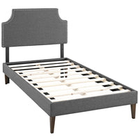 Modway Laura Fabric Twin Platform Bed with Squared Tapered Legs - Grey-Fine Polyester Upholstery