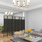 HOMCOM 6 Panel Wave Fiber Freestanding Room Divider for Home Office - Black-It features a diamond woven fibre design paper panel in a natural tone
