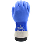 Atlas Full PVC Coating Extra Rough Finish 12" Gauntlet Glove - Cotton Liner - Blue - XLarge-Ergonomic design hand mold that replicates the natural curvature of the hand