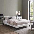 Modway Helen Vinyl Full Bed Frame with Round Splayed Legs - White-Upholstered in Vinyl