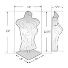 Azar - Buste de mannequin féminin en plastique blanc - Base métallique carrée de 12 po-Base en métal à revêtement en poudre