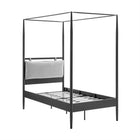 Modway Marlowe 4-Poster Canopy Metal Twin Platform Bed - Charcoal-Twin Size Platform Canopy Bed