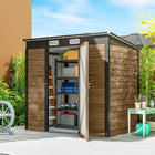 Outsunny 6' x 4' Outdoor Storage Shed -  Teak-Metal bike shed suitable for plenty of outdoor tools, equipment and outerwear
