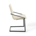 Modway Pitch Upholstered Fabric Dining Armchair - Black/Beige-Solidly Constructed