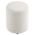 Modway - Callum Tissu rond tissé en bruyère de 16" Rembourré Ottoman - Ivoire à tissage de bruyère-Capacité de poids : 506 lbs.